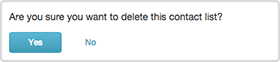 Figure shows confirmation dialog to delete a contact list.