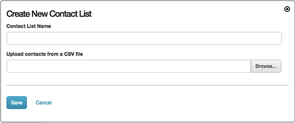 Figure shows the dialog used to name and select a contact list file to upload