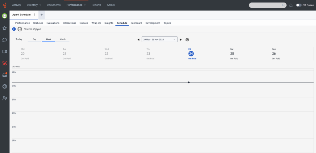 Agent Schedule view