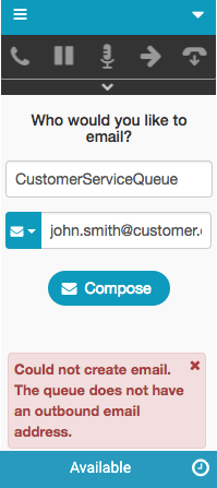 Error message about queue lacking an outbound email address