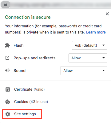 Chrome site settings