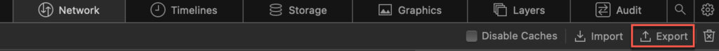 The HAR export option in Safari