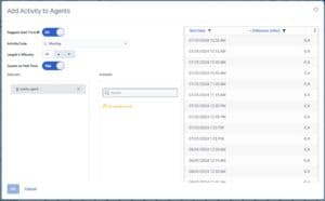 Add activity to agents dialog