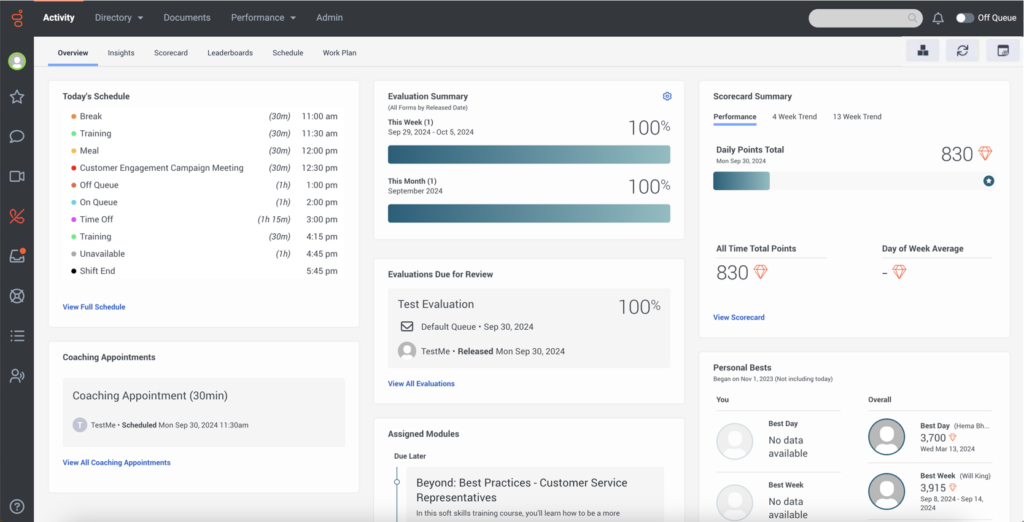 Displays the agent activity view used by Agents