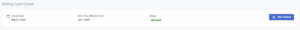 This section displays the details of bidding cycles closed recently.