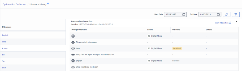 Utterance history conversation