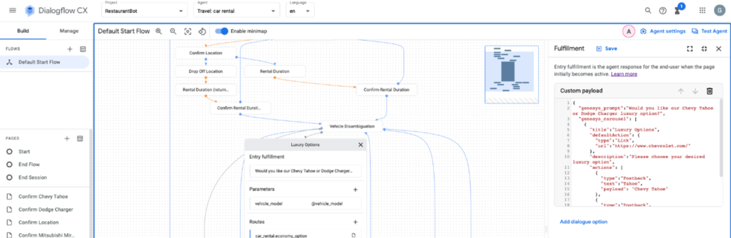 Cards in Google Dialogflow CX