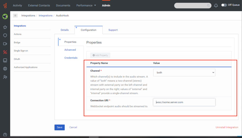 Configure AudioHook Monitor Properties