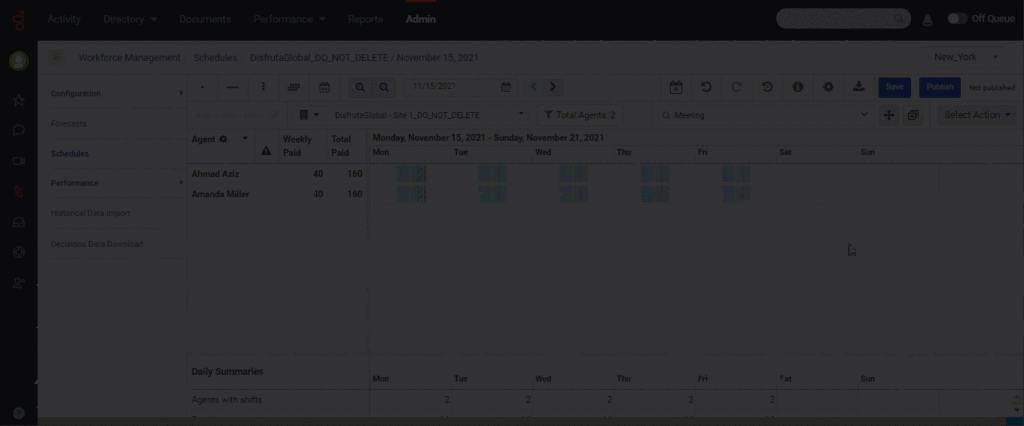 Undo and redo shift changes in Week mode