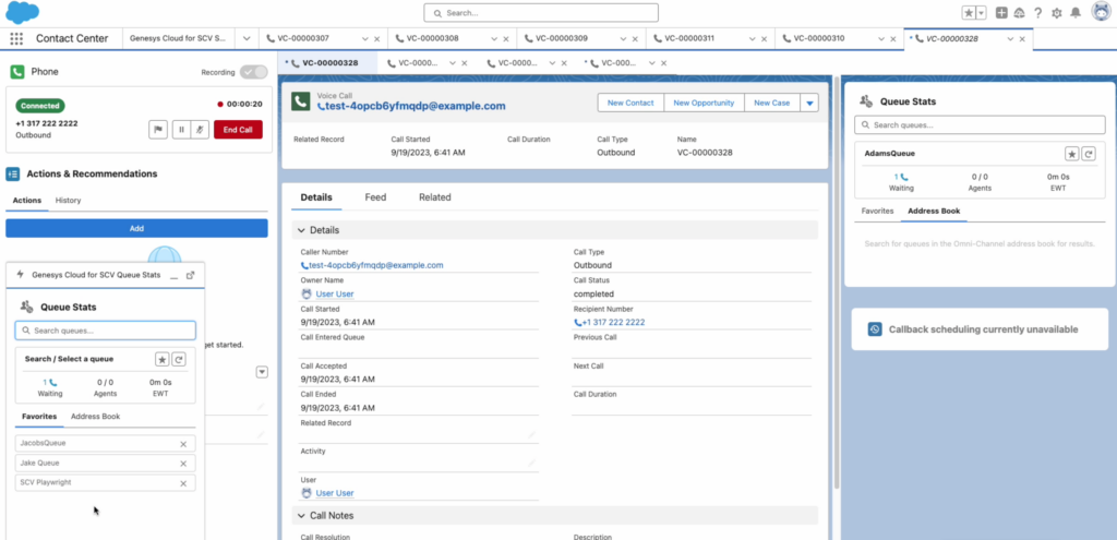 Record view of the agent in Salesforce.