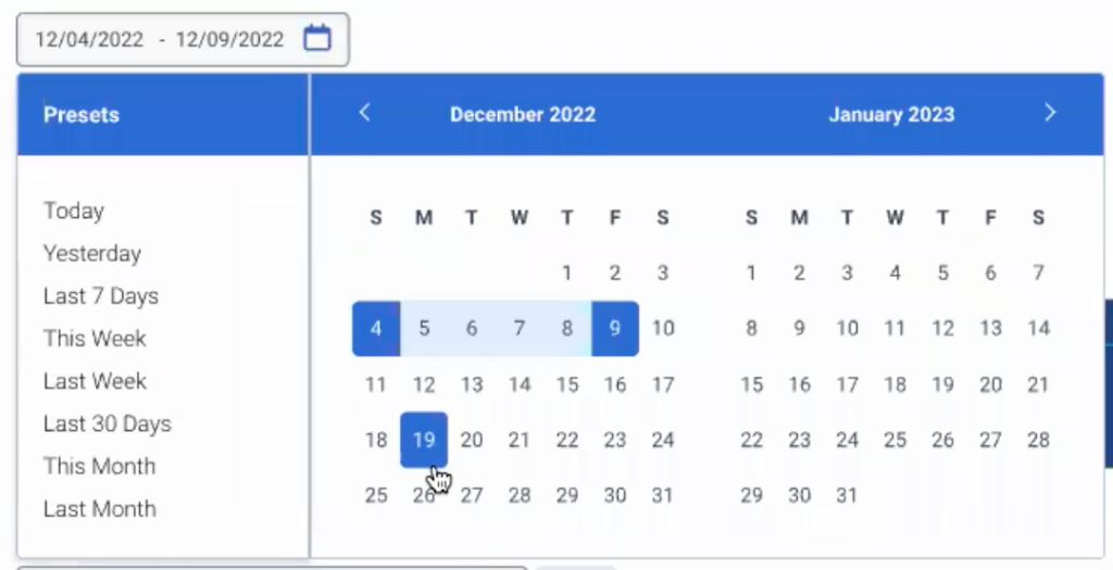 Date selector