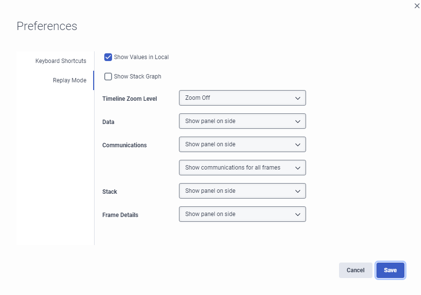 Replay mode preferences
