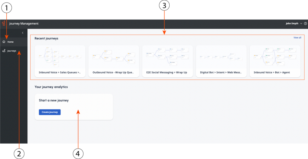 Journey Management screen