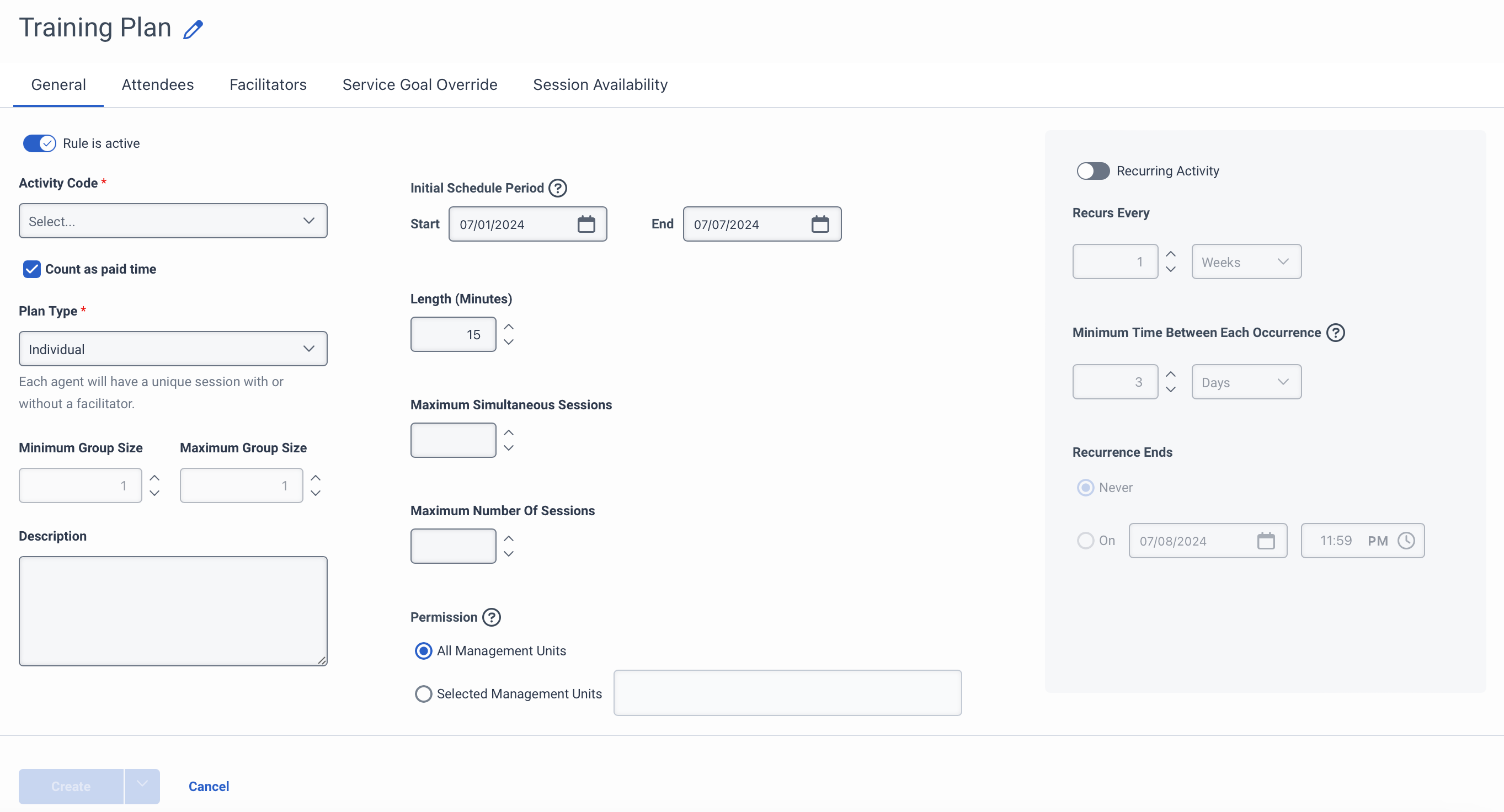 The General tab which is the first tab that appears when you add a new activity process
