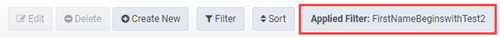 The name of the current filter is shown in the Applied Filter box at the top of the view.