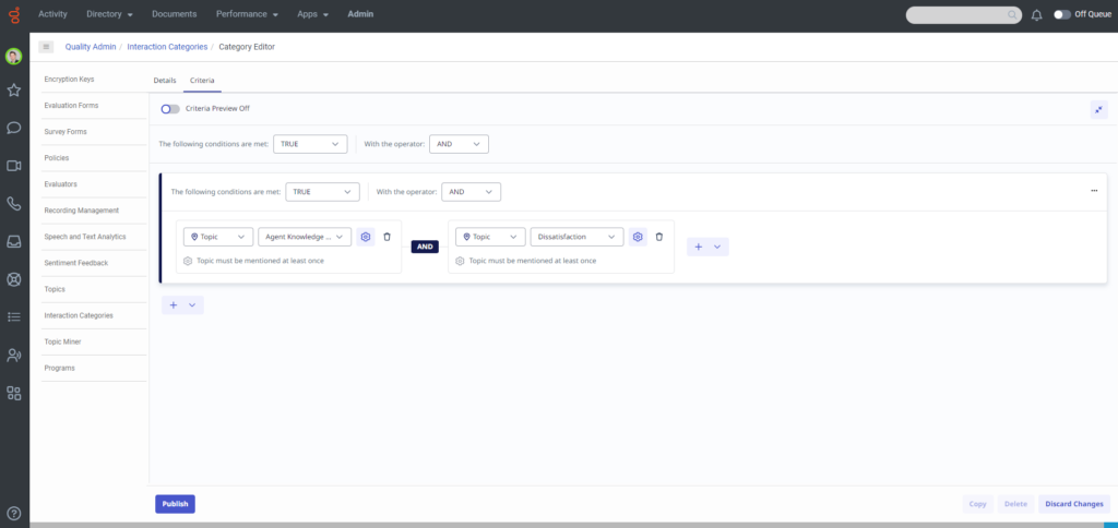 Category interaction example