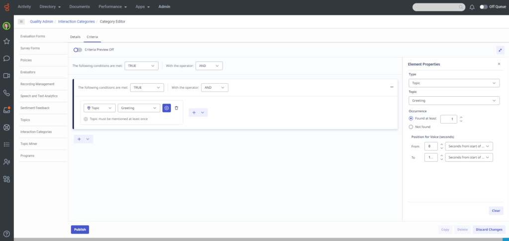 Category interaction example