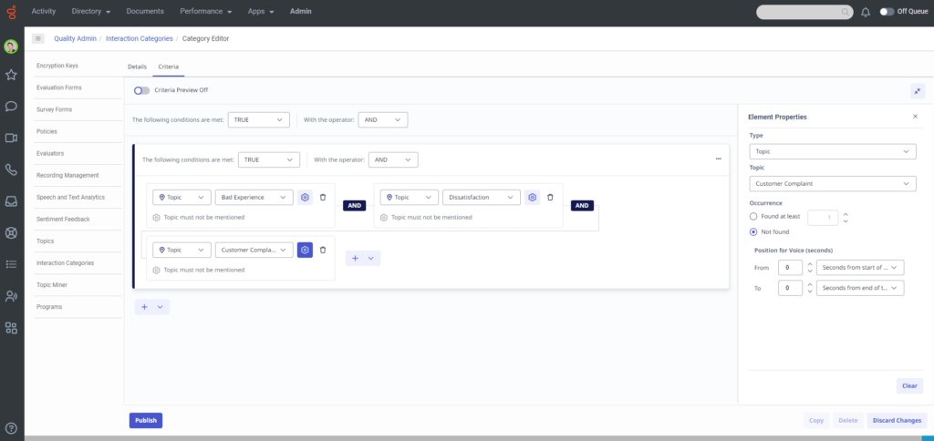 Category interaction example
