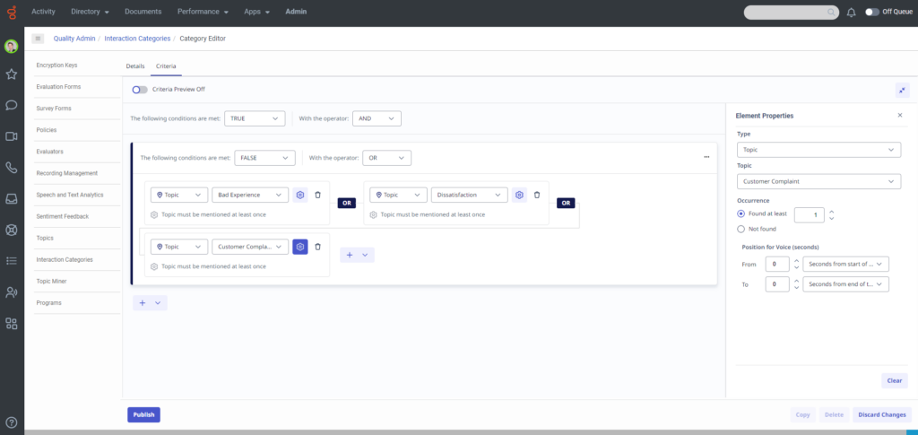 Category interaction example