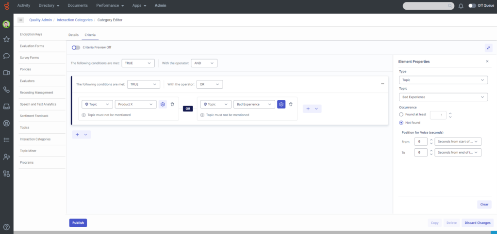 Category interaction example
