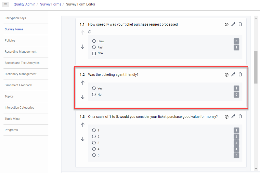 Yes/No question in a survey form