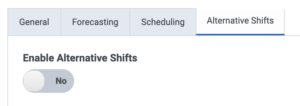 Alternative shifts tab on the Add Business unit page