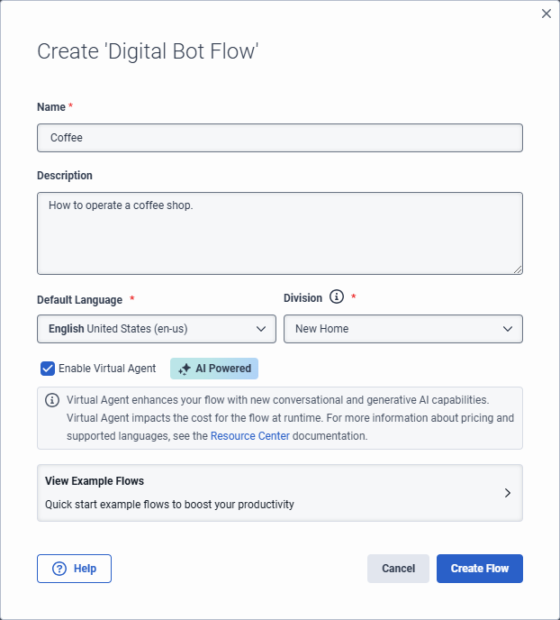 Create a bot flow with Virtual Agent