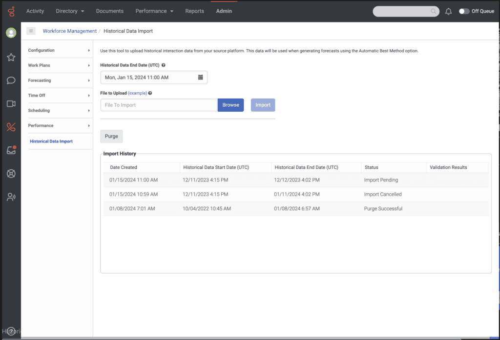 Historical data import - before