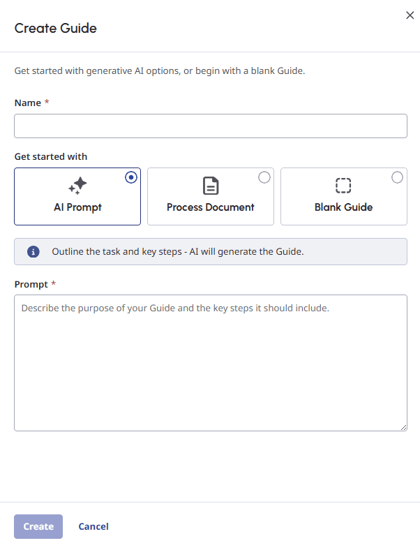 Create a guide using AI prompt in AI Studio