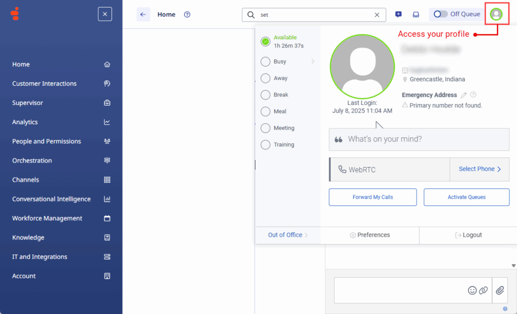 Access your profile