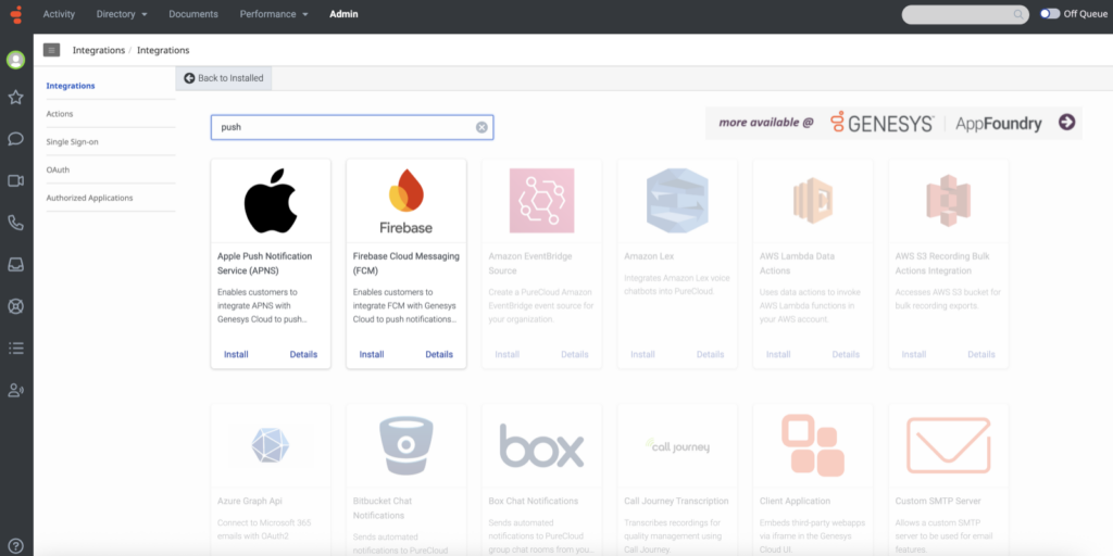 Displays the android and iOS apps for push notifications