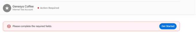 Displays an error message prompting to complete the required fields.