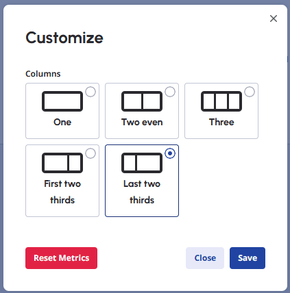 You can edit and customize your Metrics page layout.