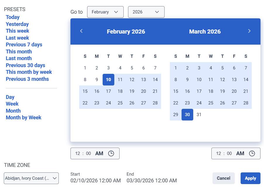 Date filter with 3 months interval