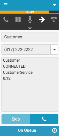 Click to enlarge. Window with outbound dialing numbers