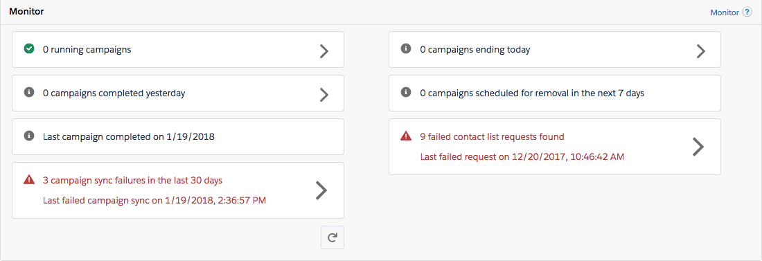 Click to enlarge. Monitor section for Campaign Management in Genesys Cloud for Salesforce