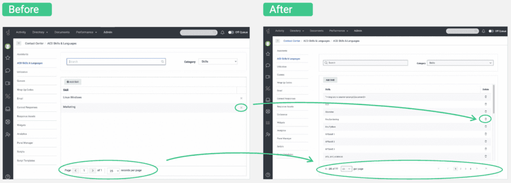 Click to enlarge. Before and after images of the improved Admin UI.