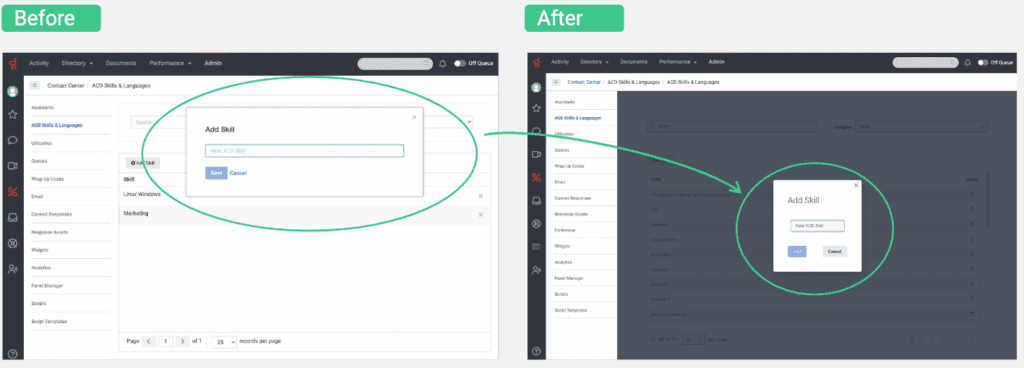 Click to enlarge. Before and after images of the improved Admin UI.