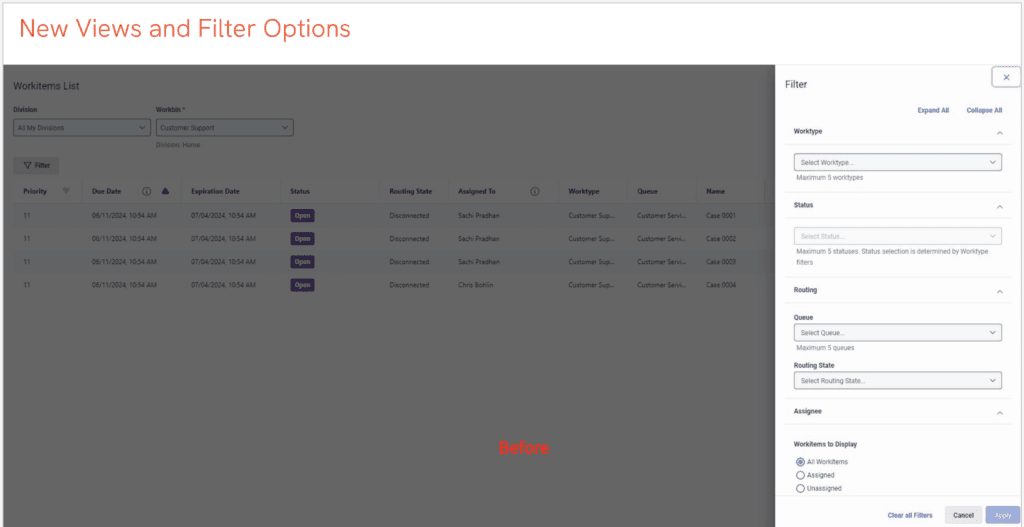 Click to enlarge. New views and filter options