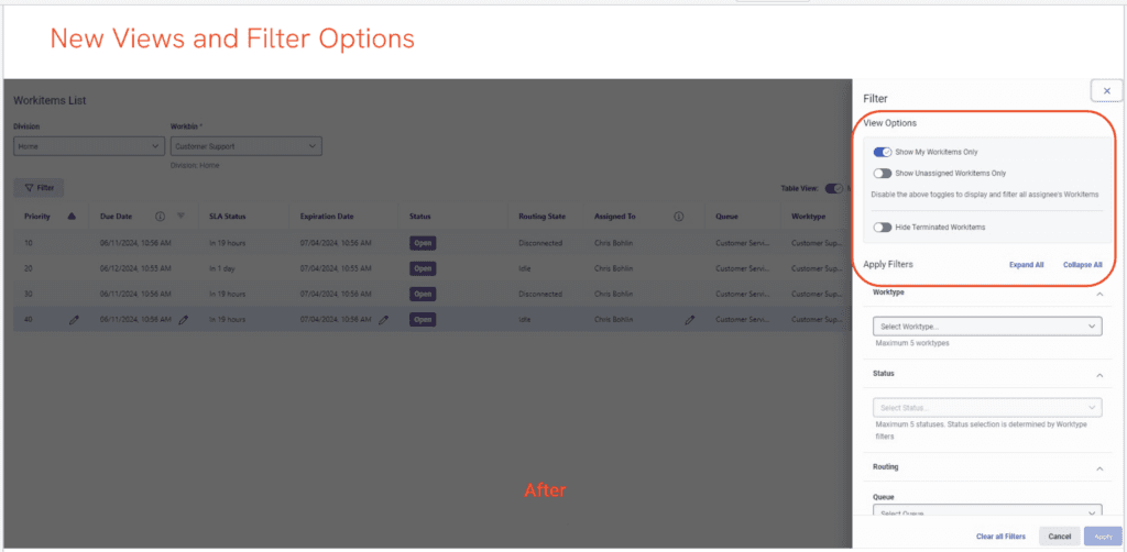 Click to enlarge. New views and filter options