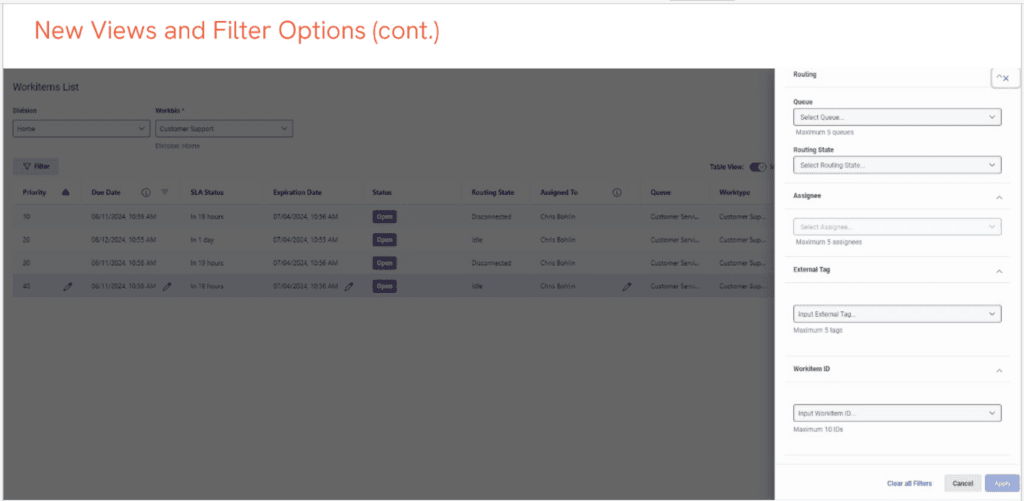 Click to enlarge. New views and filter options